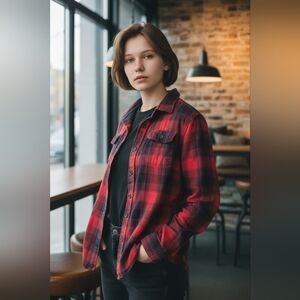 Kids' Classic Red Checkered Button-Up Shirt